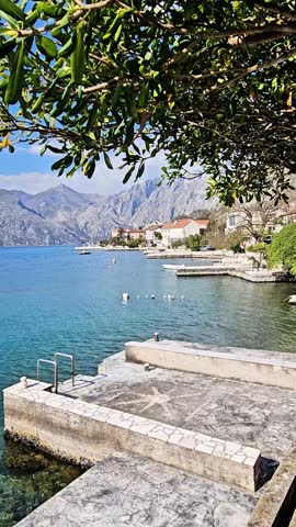 Scenic Bay in Kotor Bay Surrounded by Mountains