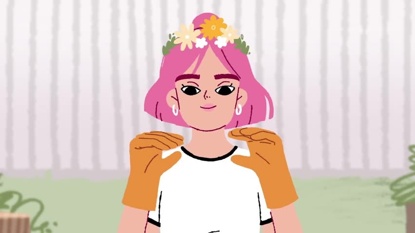 Girl with Flower Crown Smiling Outdoors