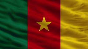 Cameroon National Flag Waving, Vertical Green Red Yellow Tricolor with Central Star - Powered by Shutterstock - Get 15% off with code: PIKWIZARD15