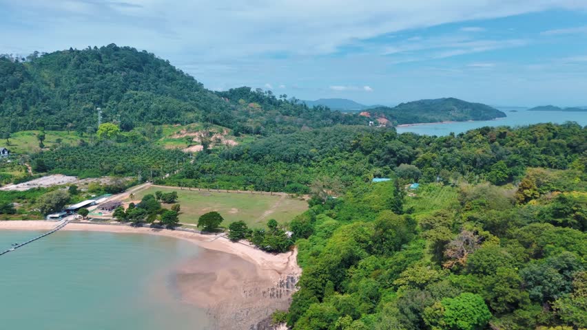 Aerial Siray Bay beach Phuket southern Thailand coastal landscape