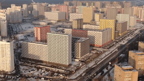 Drone Flying Forward above Residential Rooftops