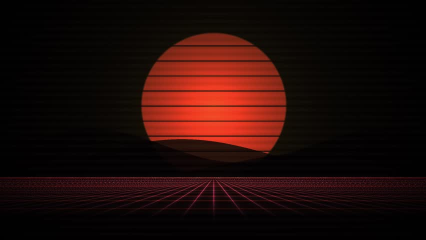 Orange sunset over a silhouette landscape