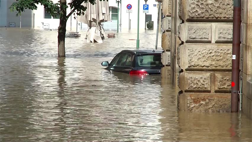 PASSAU - JUNE 5: The flood of the century on June 5, 2013 in Passau, Germany. This historic natural disaster was the greatest flood in Bayern, Germany in the last 500 years.