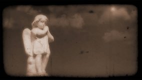 Vintage Film of Angel with Clouds moving in the background