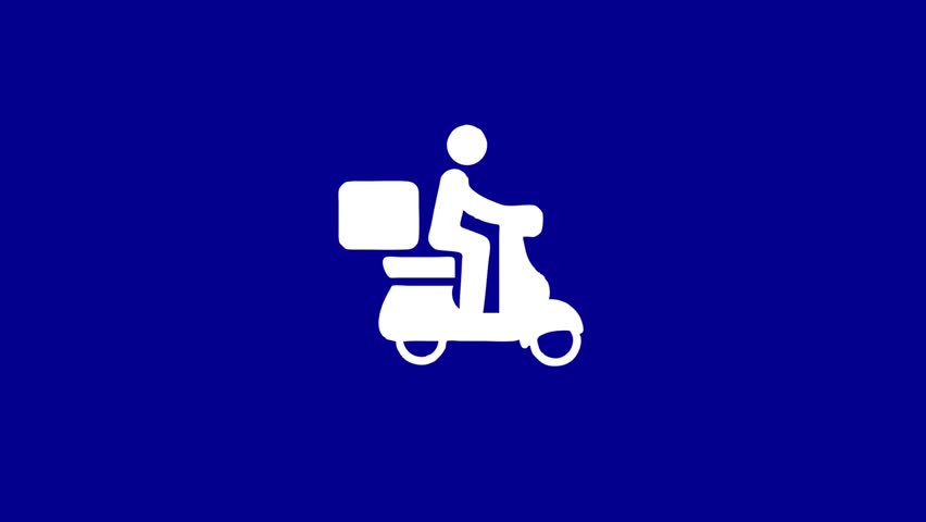Food delivery animation of person riding moped. Includes service, ride, deliver, and vehicle.