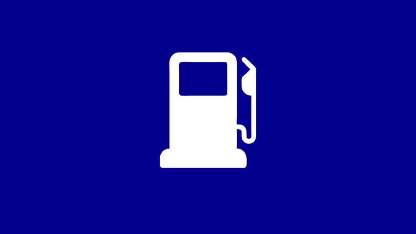Animated gas station icon melts on blue background. Animation shows concept of fuel crisis and high gas prices.
