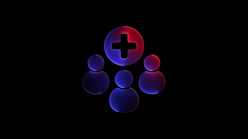 Glowing Team Expansion icon with Plus Symbol red and blue saber animation with black screen background