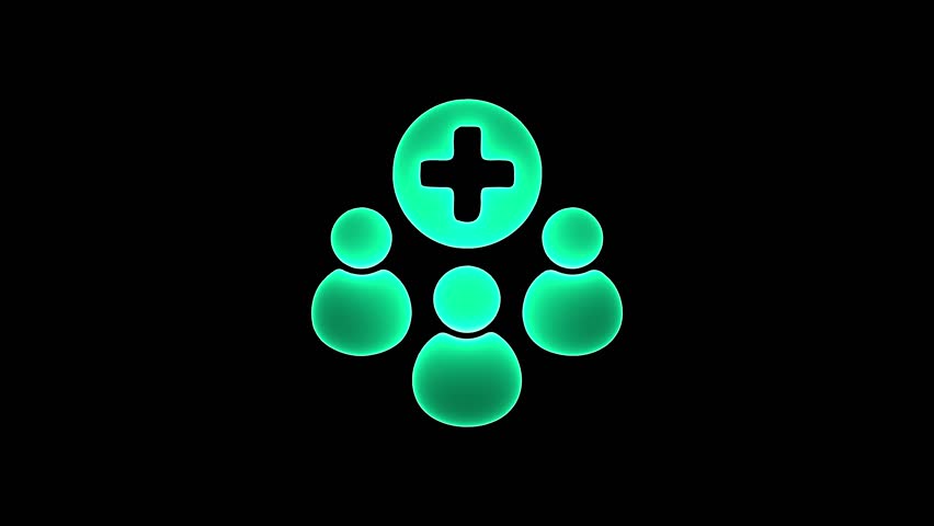 Neon Team Expansion icon with Plus Symbol saber animation with black screen background