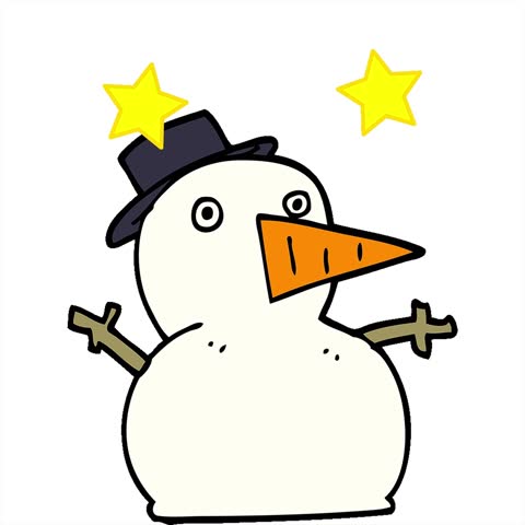 Simple looping animated cartoon doodle funny snowman