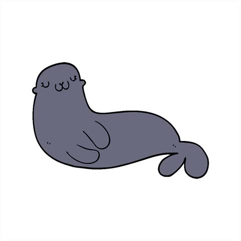 Simple looping animated cute cartoon seal