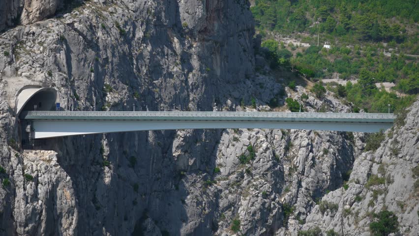 High bypass bridge over the Cetina river canyon in Omis.