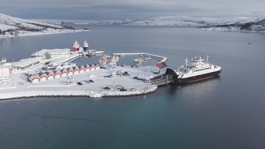 Docking pier in Tromsø, Norway in winter time.