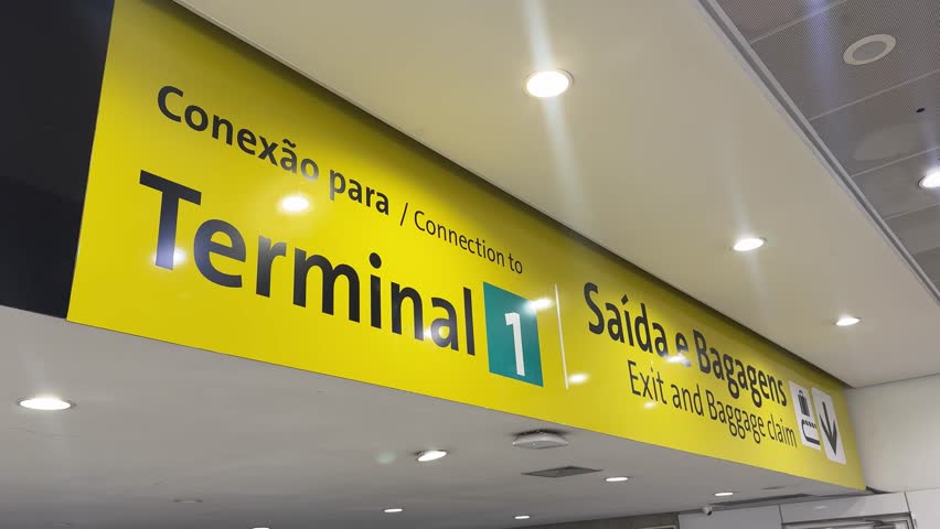 Guarulhos, São Paulo, 03052026 - Sign for Terminal 1 at Guarulhos International Airport, São Paulo