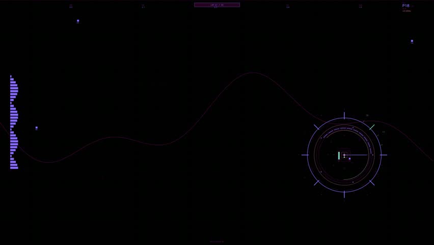 Dynamic cyberpunk HUD animation featuring racing telemetry, reconnaissance data streams, and relay network overlays. Neon cyan and magenta accents on dark background with scanning effects and digital