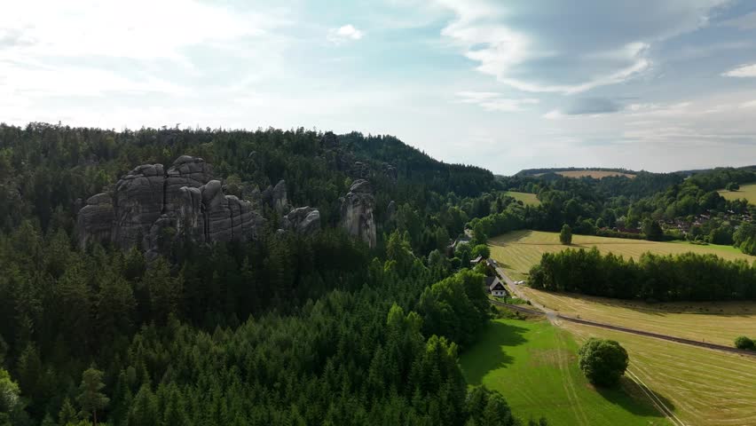 Aerial View of Teplice Rocks in Adrspach Teplice Mountain Park, Bohemia, Czech Republic