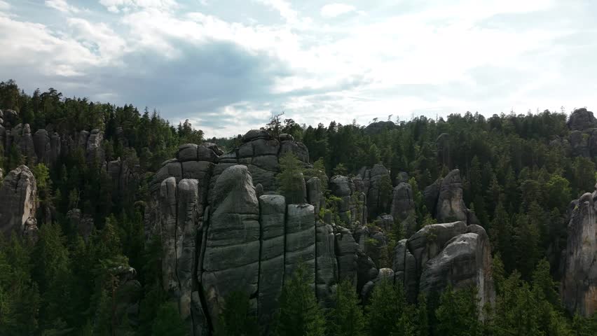 Aerial View of Teplice Rocks in Adrspach Teplice Mountain Park, Bohemia, Czech Republic