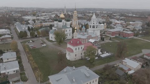 Drone Approaching Kolomna Church Tilting Camera Down