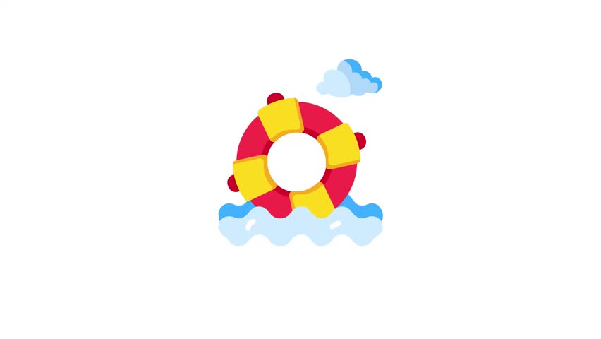 A flat style animated icon showing a lifebuoy