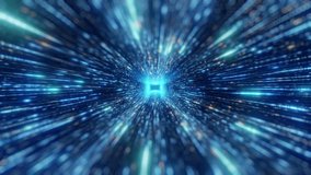 3D render abstract blue light tunnel motion blur speed. Futuristic data transfer technology background. Fast hyperdrive warp effect digital particles cyberspace network concept. - Powered by Shutterstock - Get 15% off with code: PIKWIZARD15
