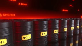 3D render global energy crisis oil shock concept. Black barrels red glowing market graph price volatility. Symbolizes war impact economic recession fuel shortage. High detail cinematic lighting. - Powered by Shutterstock - Get 15% off with code: PIKWIZARD15