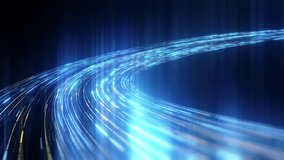 3D render futuristic digital light trails data highway flowing dark background. High speed fiber optics internet connectivity. Cyberspace network telecommunications motion blur glow. - Powered by Shutterstock - Get 15% off with code: PIKWIZARD15