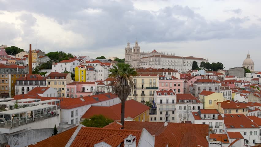 Beautiful cityscape of Alfama, the oldest district of Lisbon, Portugal, with its traditional red roofs