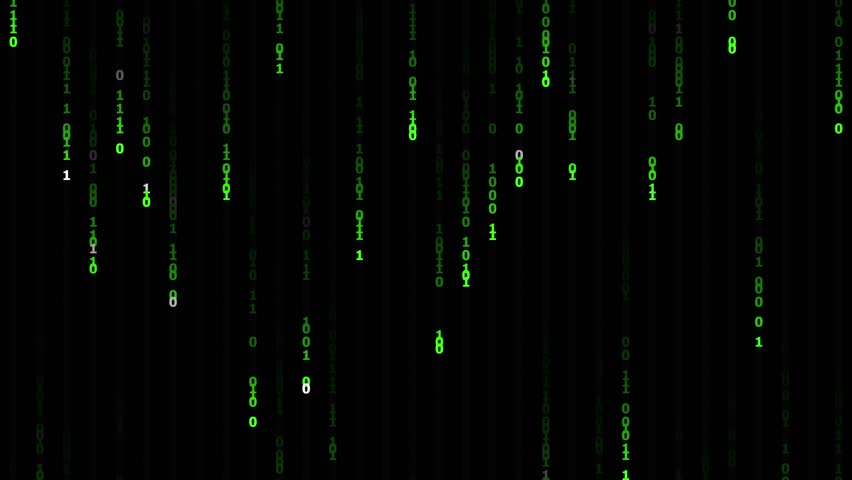 Green Binary Code Matrix Digital Rain Background, Falling Green Binary Data Stream Hacker Screen Concept, Retro Tech Glowing Binary Numbers Digital Code Flow, Zero and One Matrix Animation