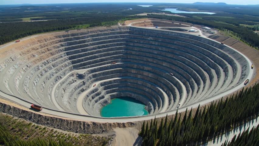 Open Pit Diamond Mine Northwest Territories Canada Aerial
