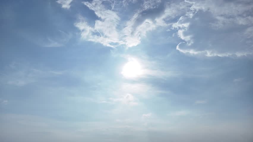 Aerial view of the afternoon sun and a slightly with blue sky