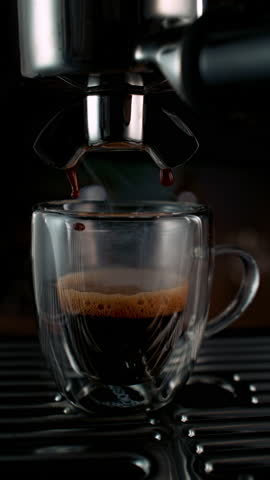 Super Slow Motion of Pouring Espresso from Coffee Machine at 1000fps.