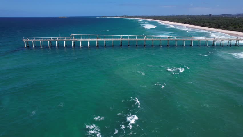 Tweed Sand Bypass At Letitia Beach On The New South Wales In Australia. - aerial shot