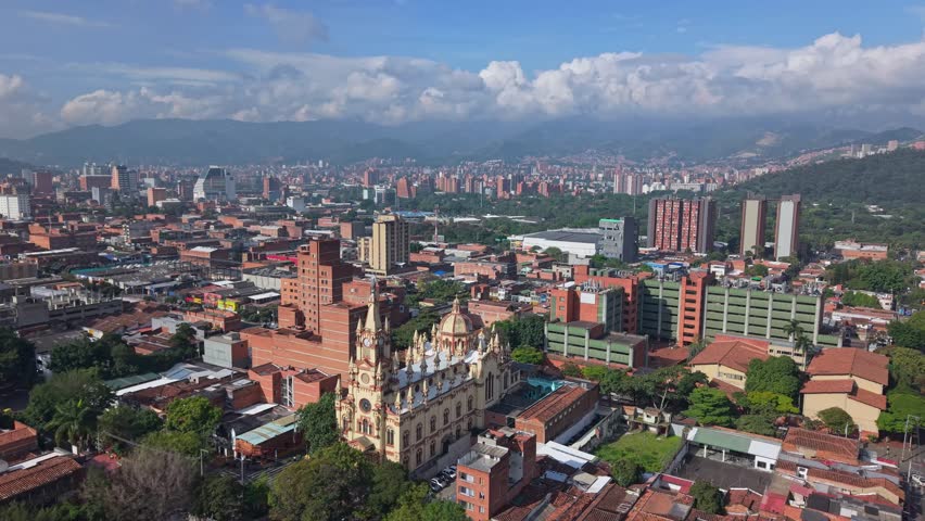 Aerial view of Medellín, Colombia, showcasing vibrant cityscape