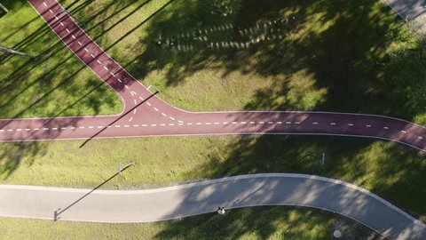 Top Down Drone Flight over Park Paths