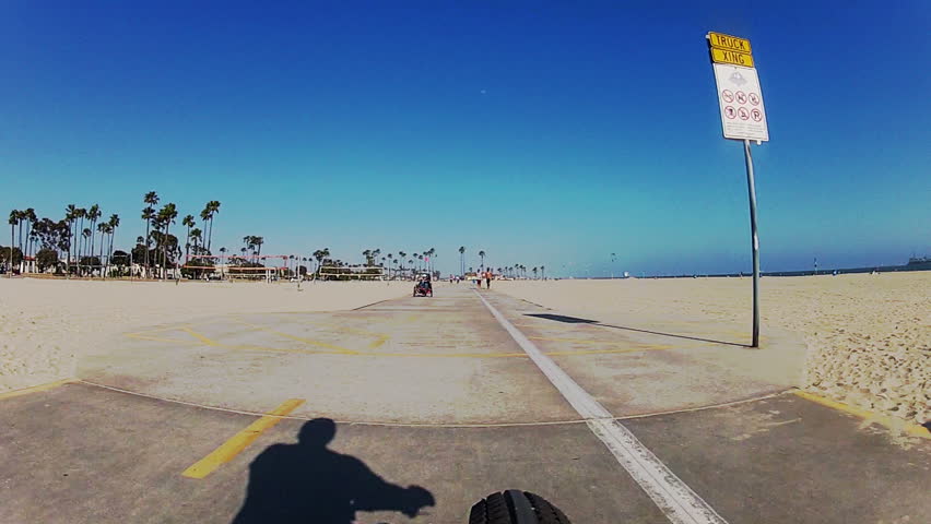 LONG BEACH, CA: May 5, 2013- The point of view of a bicycle rider on the Long