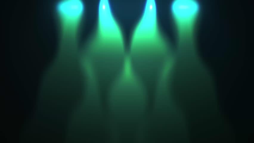 Dark Stage With Green Spotlights Shining Down From Above