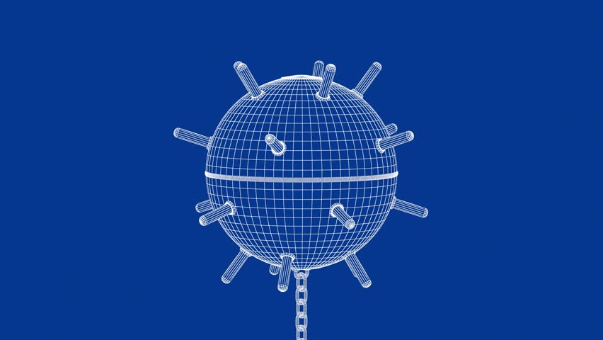 3D wire-frame model of naval mine