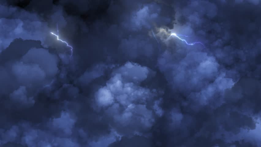 Severe weather with dark clouds and thunder and lightning