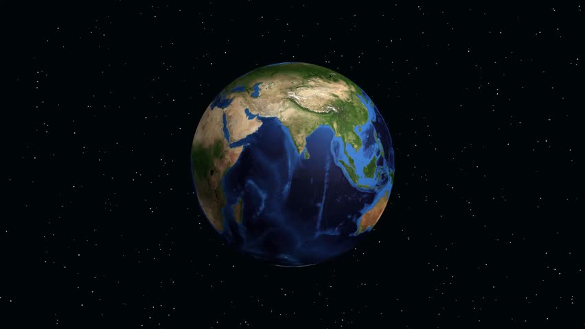 Digital globe rotates and zooms from space into Fukui Japan with informational text and marker