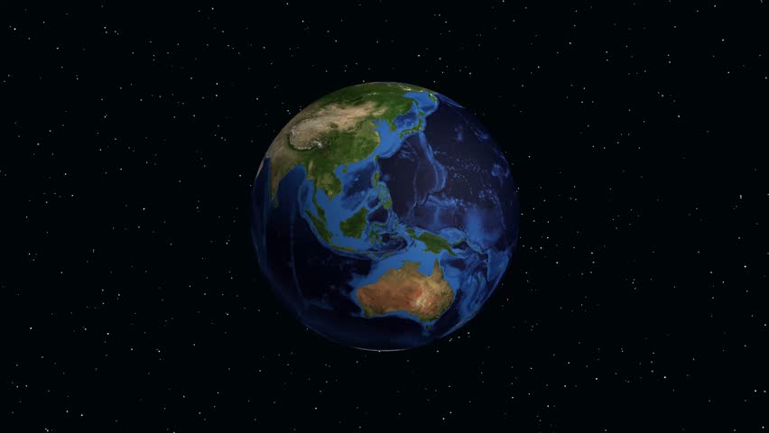 Digital globe rotates and zooms into North America, highlighting South Bend Indiana with text data