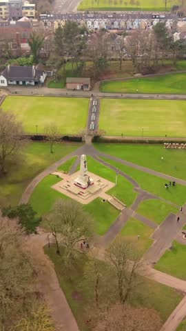 60FPS rotating vertical social ratio aerial video GV of Ward Park in Bangor, County Down. Produced in 1080x1920 with Rec709 color.