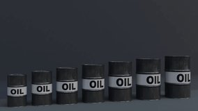 Rising oil barrels with bullish arrows and chart. Perfect for energy market growth, trading and financial visuals. Beautiful animation, part of series. - Powered by Shutterstock - Get 15% off with code: PIKWIZARD15