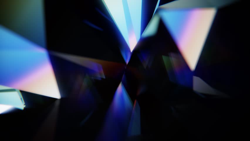 Abstract background showing dispersion of light through a prism creating a colorful iridescent effect. Seamless loop