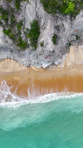 Scenic Cliffs In Porto Seguro Bahia Brazil. Idyllic Beach. Nature Landscape. Bahia Brazil. Tourism Background. Scenic Cliffs In Porto Seguro Bahia. Brazil Discovery Coast.