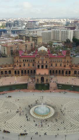 Plaza de España and Maria Luisa Park, vertical aerial.
