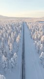 Discover the breathtaking beauty of Akaslompolo in Lapland, Finland, where a pristine road winds through snow-laden forests, creating a tranquil winter escape bathed in soft sunlight. - Powered by Shutterstock - Get 15% off with code: PIKWIZARD15