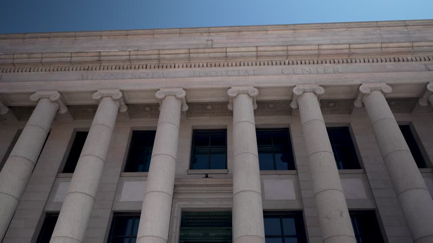 Minnesota State Capitol displays columns of the judicial building and emphasizes law and order in the city of Saint Paul.