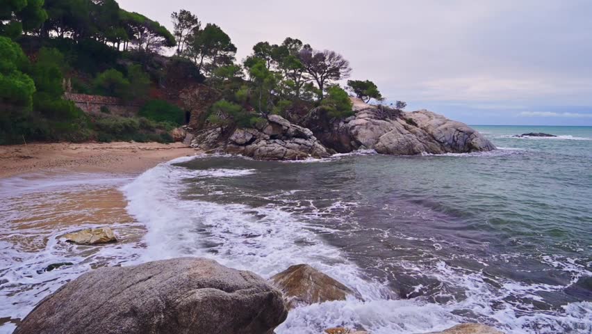 Morning at the coastline of the mediterranean sea (Costa Brava, Spain)