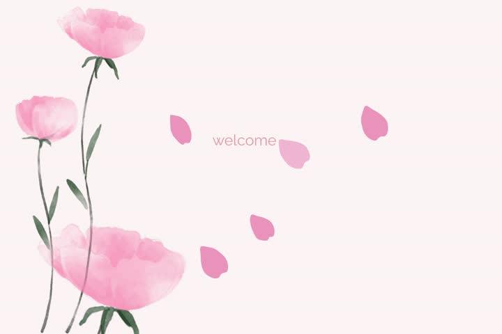Spring floral in watercolor vector background. Luxury wallpaper design with pink flowers, line art.
