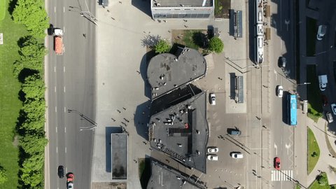 Vertical Aerial Moving Forward above Moscow Streets