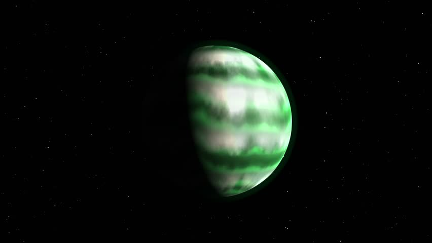 Looping Bright Green Alien Gas Giant Planet Animation